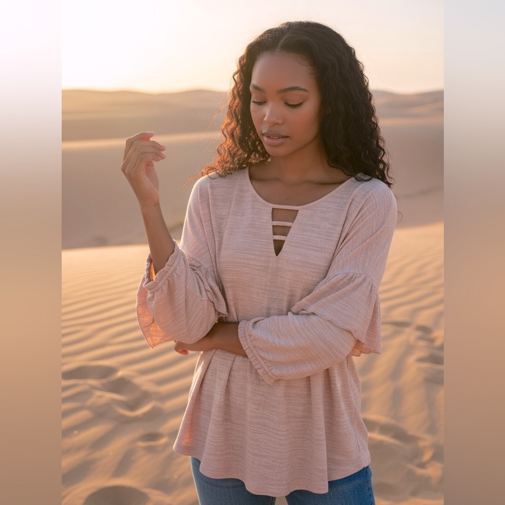 DEMOCRACY; Women's Top; Desert Rose/Blush; L